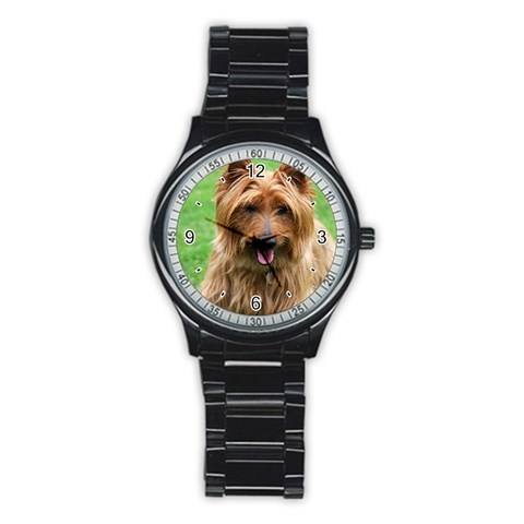 Use Your Dog Photo Australian Terrier Men s Stainless Steel Round Dial Analog Watch from ArtsNow.com Front