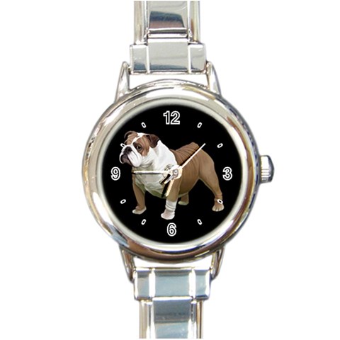 Use Your Dog Photo Bulldog Round Italian Charm Watch from ArtsNow.com Front