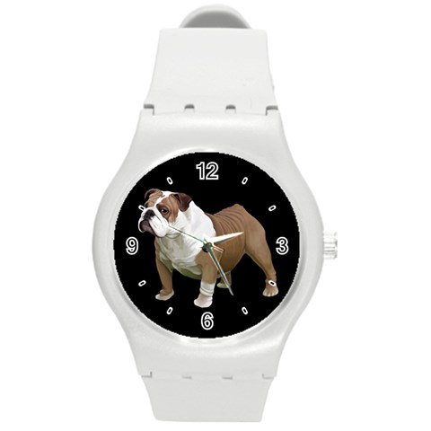 Use Your Dog Photo Bulldog Round Plastic Sport Watch Medium from ArtsNow.com Front