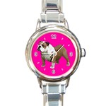 Use Your Dog Photo Bulldog Round Italian Charm Watch