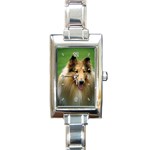 Use Your Dog Photo Collie Rectangular Italian Charm Watch