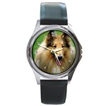 Use Your Dog Photo Collie Round Metal Watch