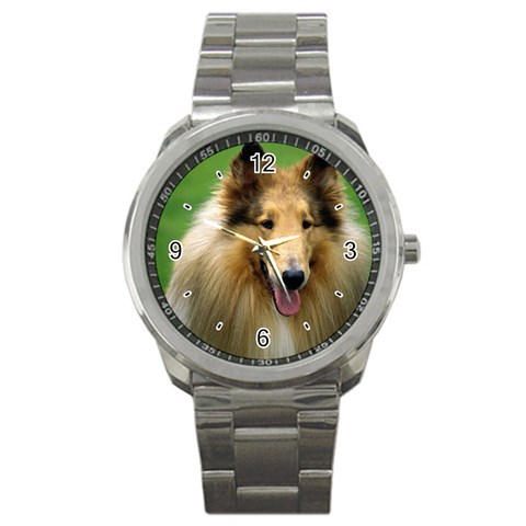Use Your Dog Photo Collie Sport Metal Watch from ArtsNow.com Front