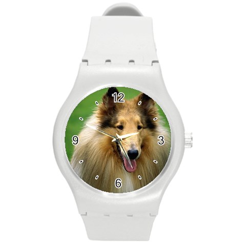 Use Your Dog Photo Collie Round Plastic Sport Watch Medium from ArtsNow.com Front
