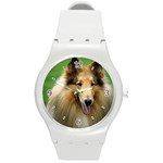 Use Your Dog Photo Collie Round Plastic Sport Watch Medium