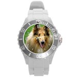 Use Your Dog Photo Collie Round Plastic Sport Watch Large