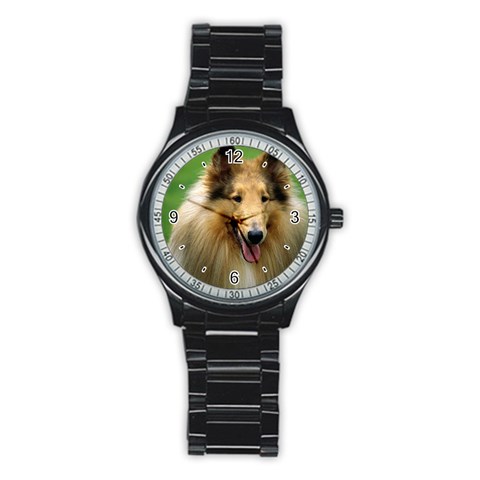 Use Your Dog Photo Collie Men s Stainless Steel Round Dial Analog Watch from ArtsNow.com Front
