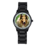 Use Your Dog Photo Collie Men s Stainless Steel Round Dial Analog Watch