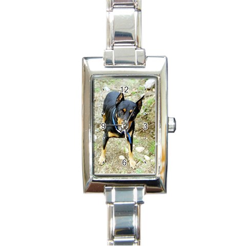 Use Your Dog Photo Doberman Rectangular Italian Charm Watch from ArtsNow.com Front