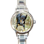 Use Your Dog Photo Doberman Round Italian Charm Watch