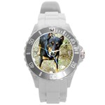 Use Your Dog Photo Doberman Round Plastic Sport Watch Large