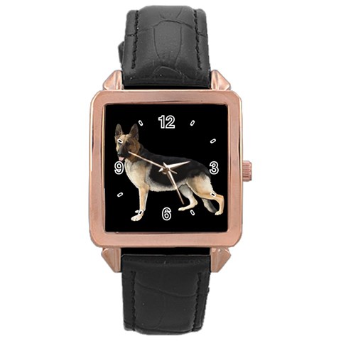 Use Your Dog Photo German Shepherd Rose Gold Leather Watch  from ArtsNow.com Front