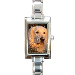 Use Your Dog Photo Golden Retriever Rectangular Italian Charm Watch