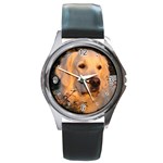 Use Your Dog Photo Golden Retriever Round Metal Watch