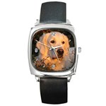 Use Your Dog Photo Golden Retriever Square Metal Watch