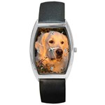 Use Your Dog Photo Golden Retriever Barrel Style Metal Watch