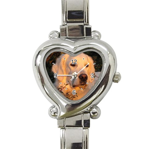 Use Your Dog Photo Golden Retriever Heart Italian Charm Watch from ArtsNow.com Front