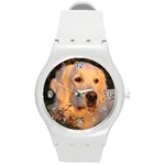 Use Your Dog Photo Golden Retriever Round Plastic Sport Watch Medium