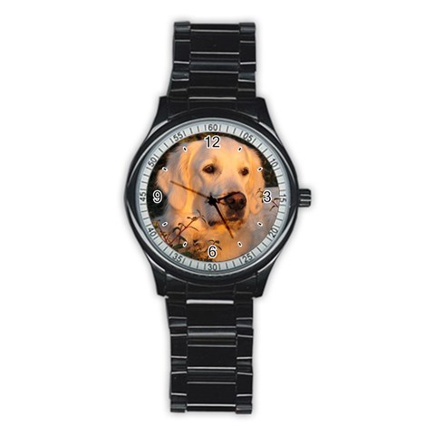 Use Your Dog Photo Golden Retriever Men s Stainless Steel Round Dial Analog Watch from ArtsNow.com Front