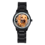 Use Your Dog Photo Golden Retriever Men s Stainless Steel Round Dial Analog Watch