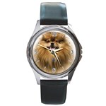 Use Your Dog Photo Pomeranian Round Metal Watch