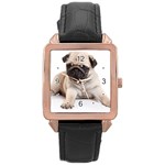 Use Your Dog Photo Pug Rose Gold Leather Watch 