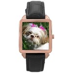 Use Your Dog Photo Shih Tzu Rose Gold Leather Watch 