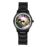 Use Your Dog Photo Shih Tzu Men s Stainless Steel Round Dial Analog Watch