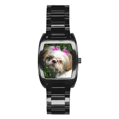 Use Your Dog Photo Shih Tzu Men s Stainless Steel Barrel Analog Watch from ArtsNow.com Front