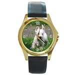 Use Your Dog Photo Westie Round Gold Metal Watch