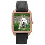 Use Your Dog Photo Westie Rose Gold Leather Watch 