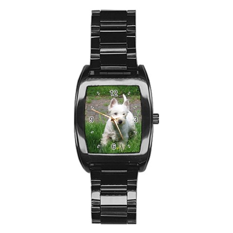Use Your Dog Photo Westie Men s Stainless Steel Barrel Analog Watch from ArtsNow.com Front