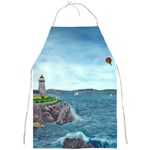 Lighthouse with Hot Air Balloon - by Ave Hurley Full Print Apron