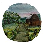 Amish Apple Blossoms -AveHurley ArtRevu.com- Large 18  Premium Round Cushion 