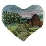 Amish Apple Blossoms -AveHurley ArtRevu.com- Large 19  Premium Heart Shape Cushion