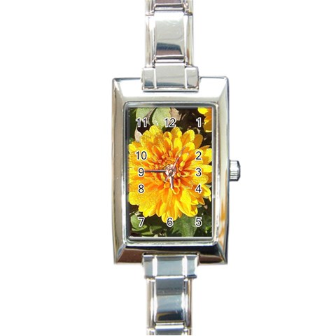 Fh 009 Fran Hoffpauir   A Dew Covered Mum Rectangular Italian Charm Watch from ArtsNow.com Front