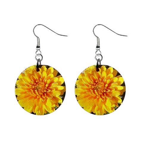 Fh 009 Fran Hoffpauir   A Dew Covered Mum 1  Button Earrings from ArtsNow.com Front