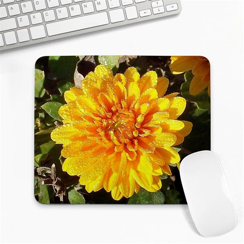 Fh 009 Fran Hoffpauir   A Dew Covered Mum Large Mousepad from ArtsNow.com Front