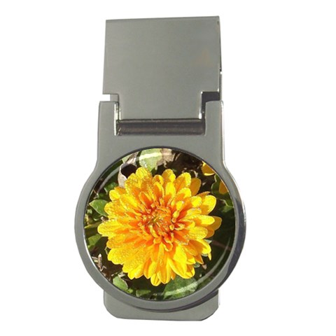 Fh 009 Fran Hoffpauir   A Dew Covered Mum Money Clip (Round) from ArtsNow.com Front
