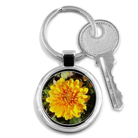 Fh 009 Fran Hoffpauir   A Dew Covered Mum Key Chain (Round) from ArtsNow.com Front