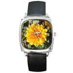 Fh 009 Fran Hoffpauir   A Dew Covered Mum Square Metal Watch