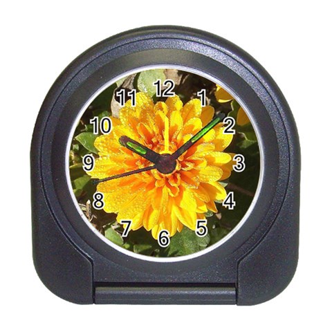 Fh 009 Fran Hoffpauir   A Dew Covered Mum Travel Alarm Clock from ArtsNow.com Front