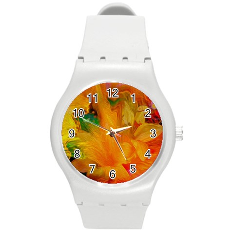 Flowers From My Heart To You   Sherri Nicholas   Round Plastic Sport Watch Medium from ArtsNow.com Front