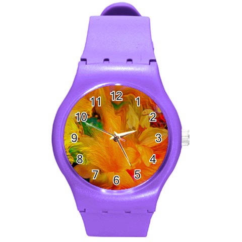 Flowers From My Heart To You   Sherri Nicholas   Round Plastic Sport Watch Medium from ArtsNow.com Front