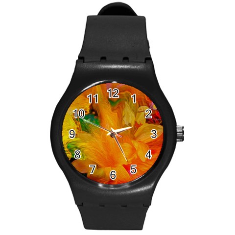 Flowers From My Heart To You   Sherri Nicholas   Round Plastic Sport Watch Medium from ArtsNow.com Front
