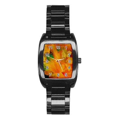 Flowers From My Heart To You   Sherri Nicholas   Men s Stainless Steel Barrel Analog Watch from ArtsNow.com Front