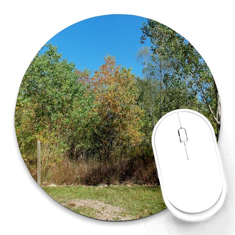 Trees At Edge Of The Woods   Fran Hoffpauir Round Mousepad from ArtsNow.com Front