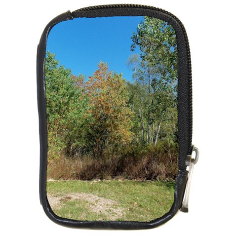 Trees At Edge Of The Woods   Fran Hoffpauir Compact Camera Leather Case from ArtsNow.com Front
