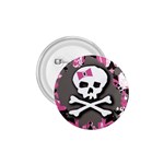 Pink Bow Skull 1.75  Button
