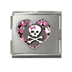 Pink Bow Skull Mega Link Heart Italian Charm (18mm)